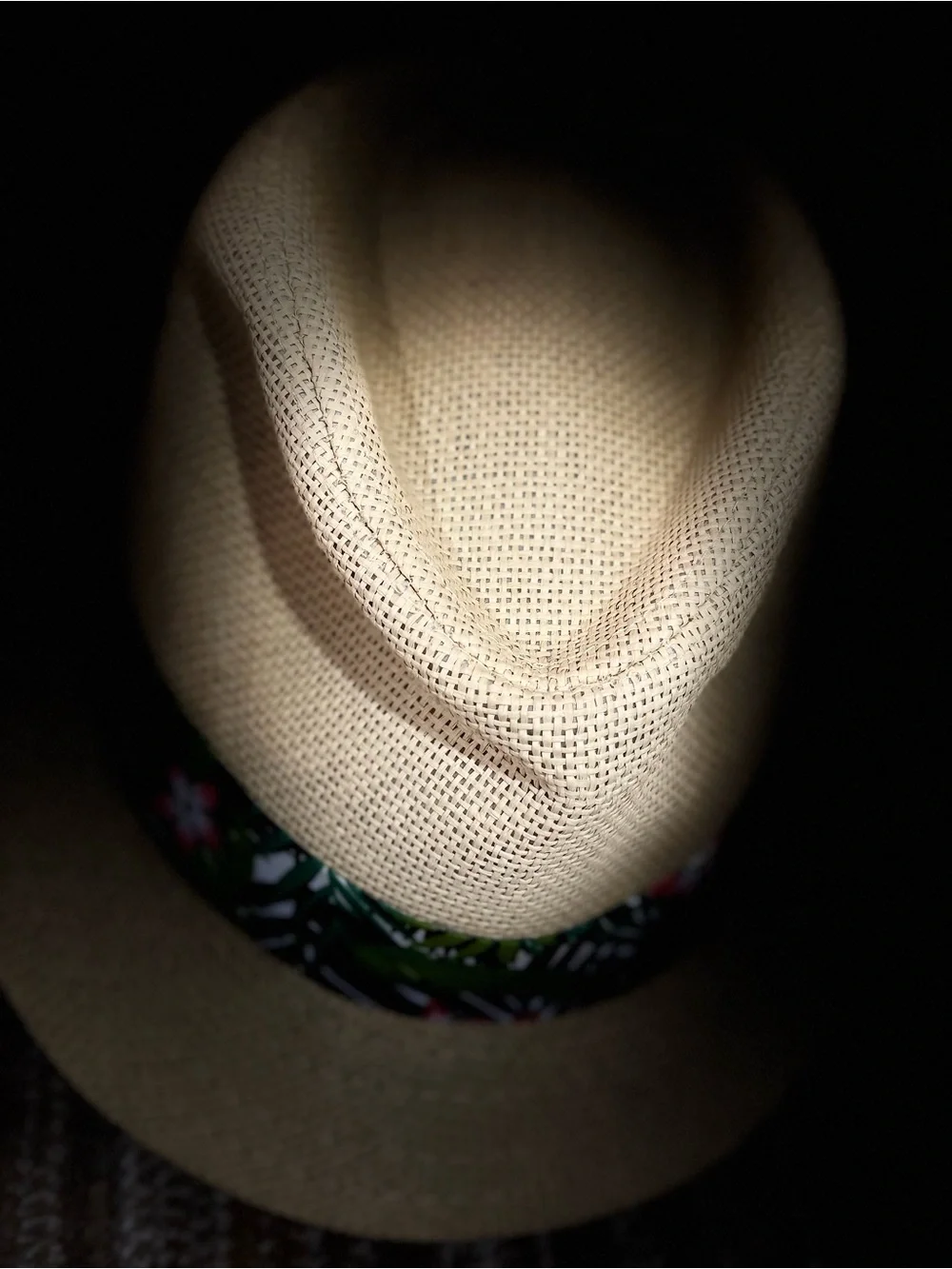 Cream Straw Fedora with Tropical Floral Band
